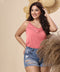 Pintuck Detailed Trim Pink Cami Top