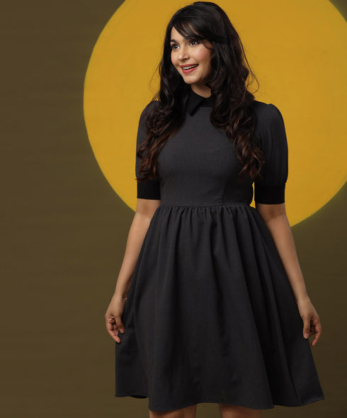 Grey And Black Skater Dress