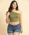 One Shoulder Olive Green Tee
