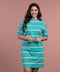 Basic Crew Neck Green Stripe Tshirt Dress