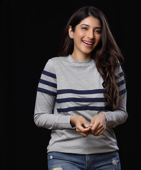 Long Sleeve Detailed Grey T-shirt