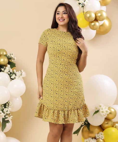 Yellow Princess Line Mini Dress