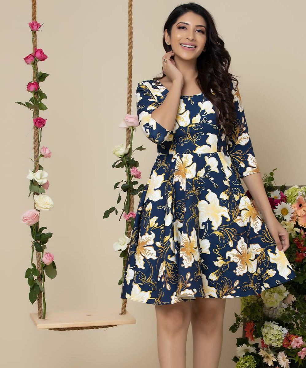 Sleeveless Scoop Neck Mini Dress with Side Slit - Beige