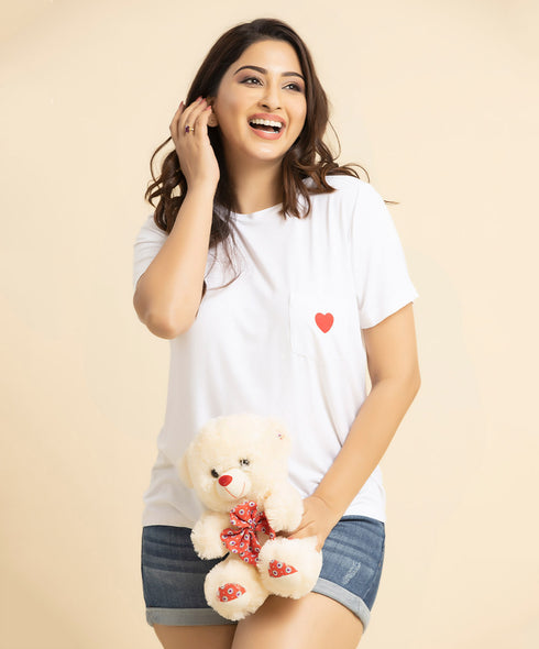 Pocket Printed With A Heart Tshirt