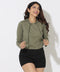 Olive Green Cropped Hoodie