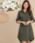 Khaki Color Loose Fitted Shirt Dress