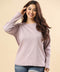 Purple Long-Sleeve Crew Neck Rib Tshirt