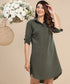 Khaki Color Loose Fitted Shirt Dress