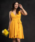 Mustard Overlap Neckline Mini Dress