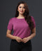 Puffed Sleeve Crew Neck Plum Top