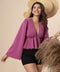 Sleeve Flared Purple Chiffon Top