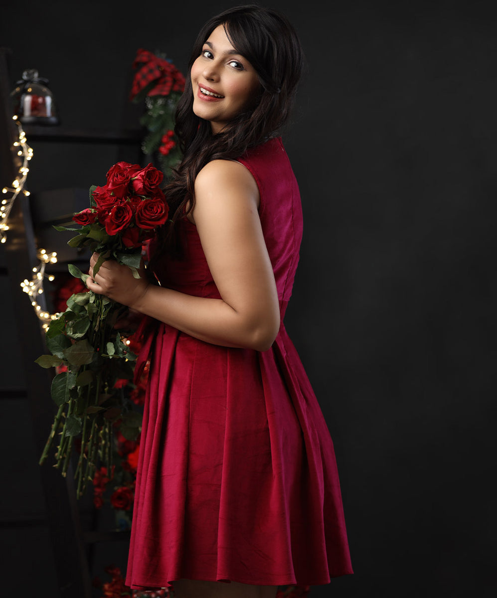Front Bow Mini Christmas Dress – Zigzag