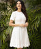 Scalloped Hem White Linen Dress
