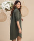 Khaki Color Loose Fitted Shirt Dress