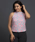 Soft Pink Printed Sleeveless Chiffon Top