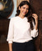 Neck Side Pleated Chiffon White Top