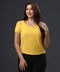 Sweetheart Puffed Sleeve Chiffon Yellow Top