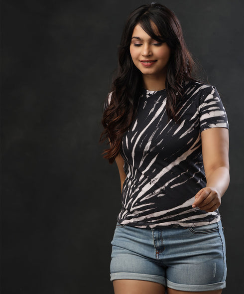 Black White Tie And Dye T-Shirt