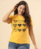 Heart Variations Printed Yellow Tshirt