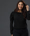 Long Sleeve Detailed Black Chiffon Top