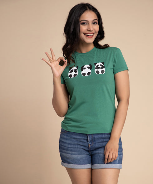Green Three Panda Tshirt