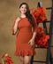 Frilled Half Sleeve Brown Mini Dress