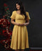 Curve Neck Puffed Sleeve Midi Dress