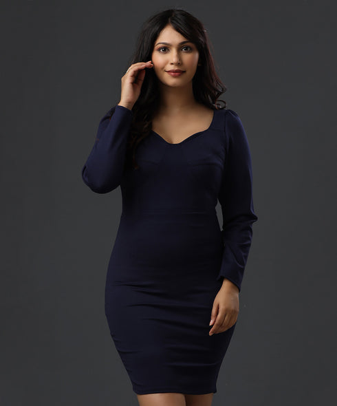 Autumn Vintage Navy Blue Formal Dress
