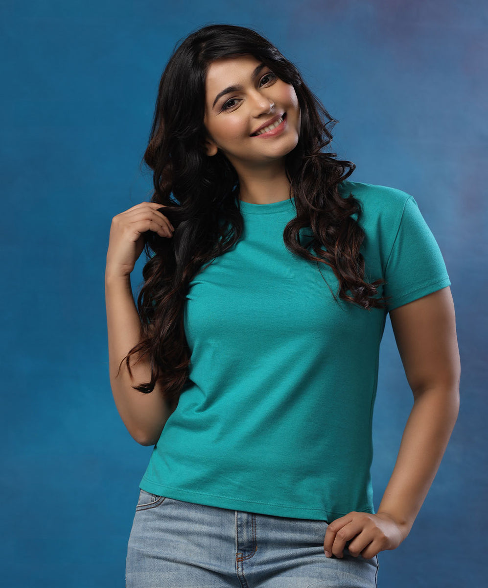 Basic Crew Neck Light Green Tshirt Zigzag