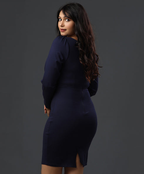 Autumn Vintage Navy Blue Formal Dress