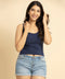 Navy Deep Neck Strapped Cami Tshirt