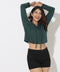 Green Marl Cropped Hoodie
