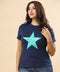 Star Printed Basic Crew Neck Tshirt