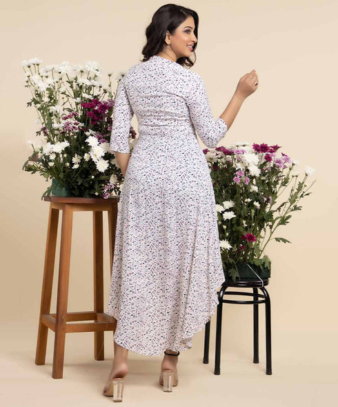 Printed High Low Front Buttoned Top