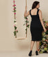 Cute Rib Bodycon Sweetheart Black Dress