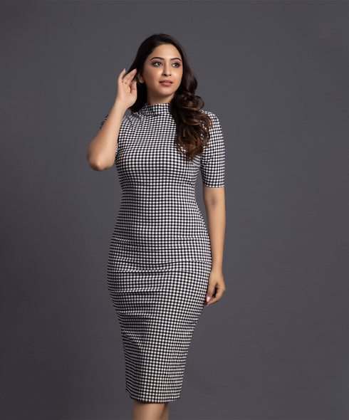 Gingham Bodycon Business Pencil Dress