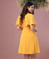Flared Sleeve Shift Mustard Chiffon Dress