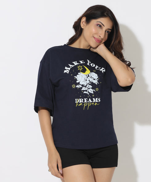 Make your Dreams Navy Oversize T-Shirt