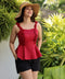Maroon Frilled Tube Peplum Linen Top