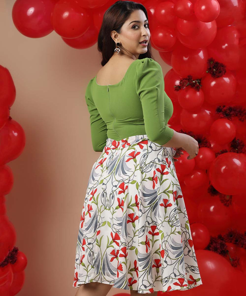 Two Tone Pleated Midi Dress