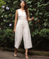 Vneck Princess Line Linen Jump Suit