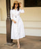 Off White Elegant Buttoned Shirt Linen Dress