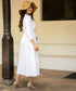 Off White Elegant Buttoned Shirt Linen Dress