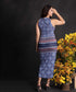 Blue Printed ITY body Hugging Maxi