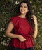 Frilled Linen Pretty Maroon Top
