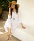 Off White Elegant Buttoned Shirt Linen Dress