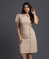 Beige Based Line Contrast Dress