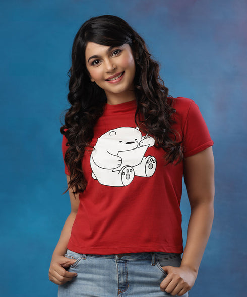 White Panda Printed Short Sleeve Tshirt