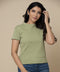 Light Green Rib Basic Crewneck T-Shirt
