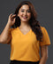Shoulder Detailed Mustard Chiffon Top